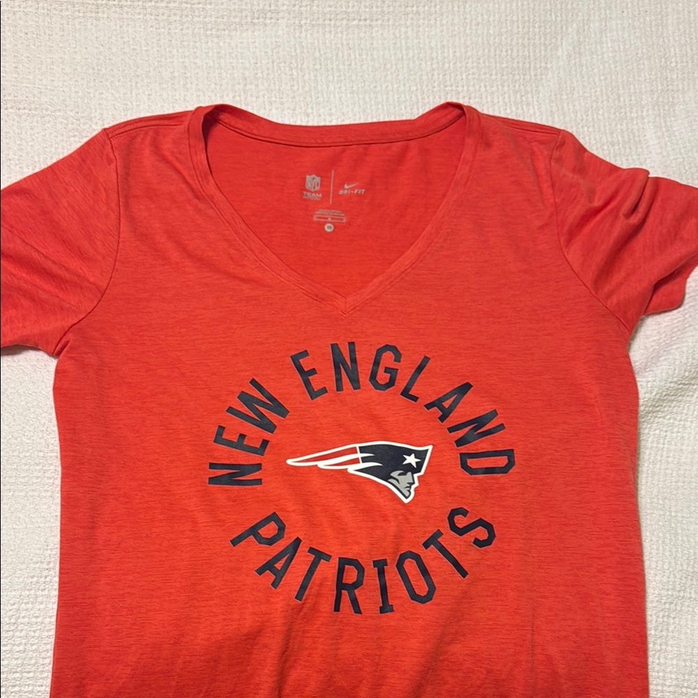 Ladies New England Patriots Red V-Neck T-Shirt